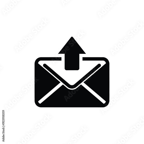 Free Download Black envelope with white interior and upward arrow - GFXLoad