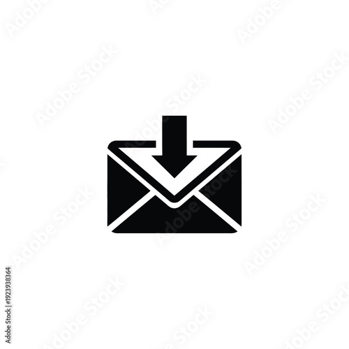 Black envelope with download arrow email