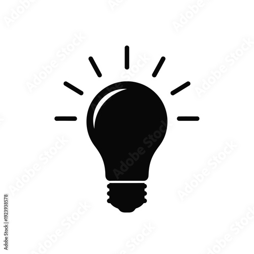 Black lightbulb with rays