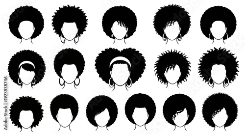 Diverse Afro Hairstyles Collection - Black Woman Hair Icons