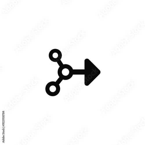 Black molecular structure with arrow white