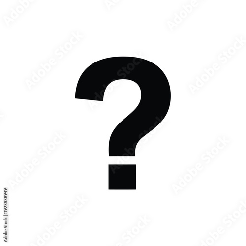 Black question mark symbol on white background