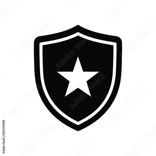 Black shield with white star symbol
