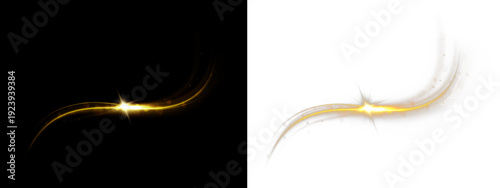 Elegant glowing curve with flowing sparks enhances futuristic artwork. Perfect for neon, luxury, or energy-themed visuals. Transparent PNG overlay included.