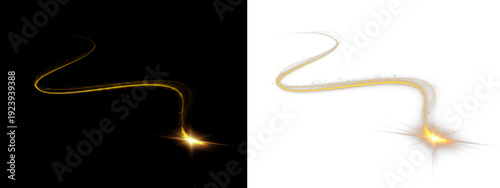 Bright neon trail twists into a vortex, emitting radiant energy. Sparkling particles enhance motion and depth. Transparent overlay PNG for dynamic designs.