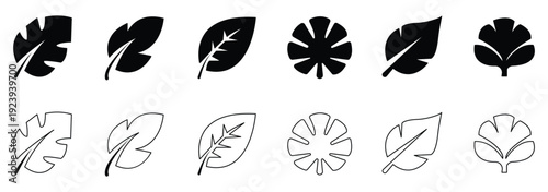 Set of green leaf icons. Leaves of trees and plants. Leaves icon. Collection green leaf. Elements design for natural, eco, vegan, bio labels. eps 10