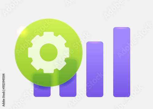 Business Process Optimization Icon. Automated Data Growth Vector Symbol