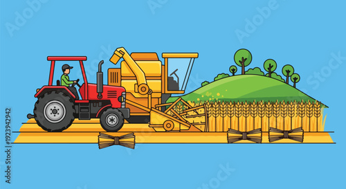 tractor mowing lawn with lawnmower attachment.