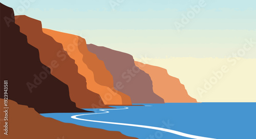 Coastal Cliffs Ocean Wave Sea Cliff Landscape.
