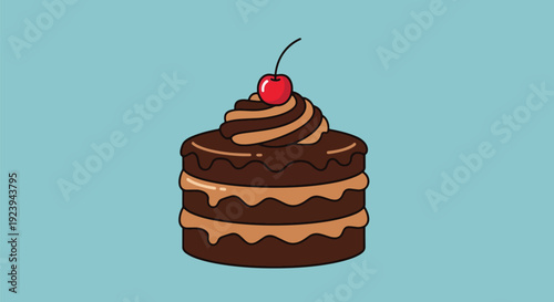 Chocolate Birthday Cake with Cherry on Top.