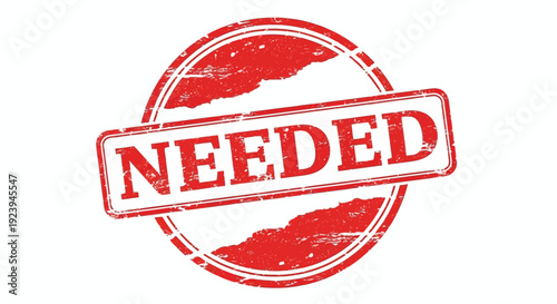 A distressed circular red stamp displaying the word needed in bold letters