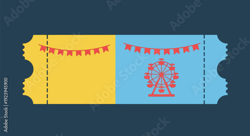 cinema ticket with christmas snowflake decoration.