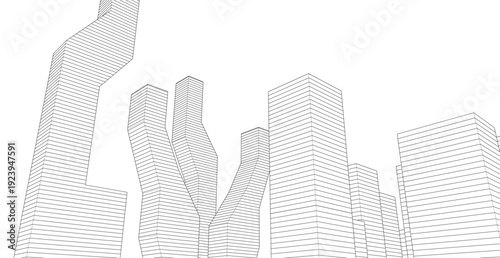 abstract architecture modular forms 3d illustration	
