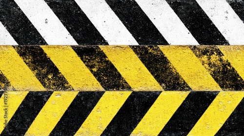 Isolated caution warning stripes with a worn texture on white background