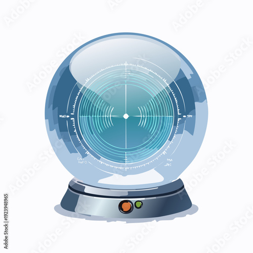 Futuristic Crystal Ball with Radar Screen and Controls.