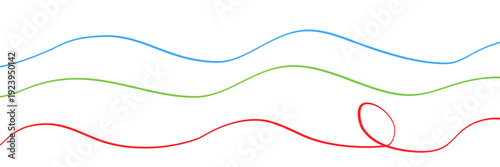 Line squiggle cable Wavy line with flowing curves Seamless pattern of continuous wavy lines Curved single line Single