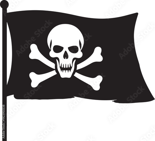 Pirate Flag with Skull and Crossbones Silhouette