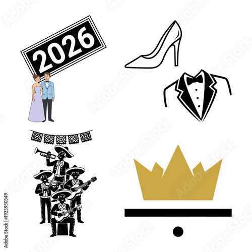 Prom class accessories and music bundle with crown shoe tuxedo and band