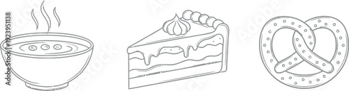 Delicious trio of traditional baked goods and a hot beverage.