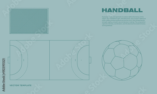 Handball Game Set Editable Outline Vector