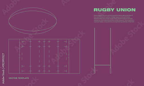 Rugby Union Game Set Editable Outline Vector