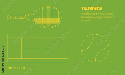 Tennis Game Set Editable Outline Vector