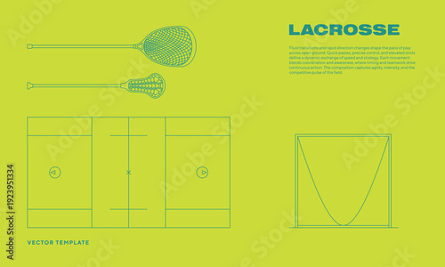 Lacrosse Game Set Editable Outline Vector