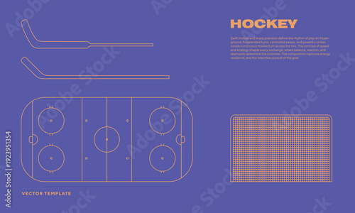 Ice Hockey Game Set Editable Outline Vector