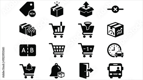 Set of 16 E-commerce and Delivery Vector Icons