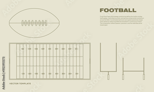 American Football Game Set Editable Outline Vector