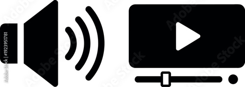 Icons representing audio and video playback functionalities in a user interface