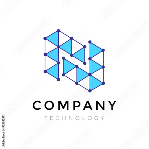 Letter N technology modern logo design vector