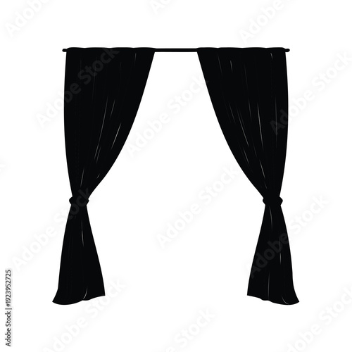 Elegant Black Curtains Framing an Open Space in a Minimalist Silhouette