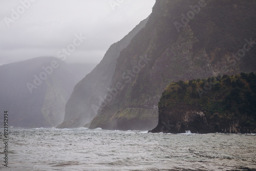 incredible views of the mountains and the ocean, splashes of water and the sound of waves