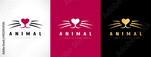 Animal logo. Nose and whiskers vector. Pet muzzle