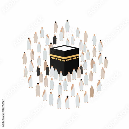 Pilgrims Gather Around Kaaba in Mecca.