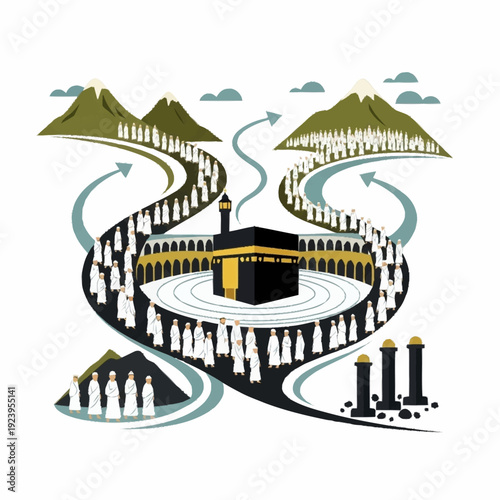 Pilgrims Circling Kaaba During Hajj Ceremony.