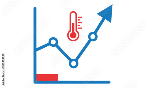 Rising Temperature Line Graph Showing Growth and Increase