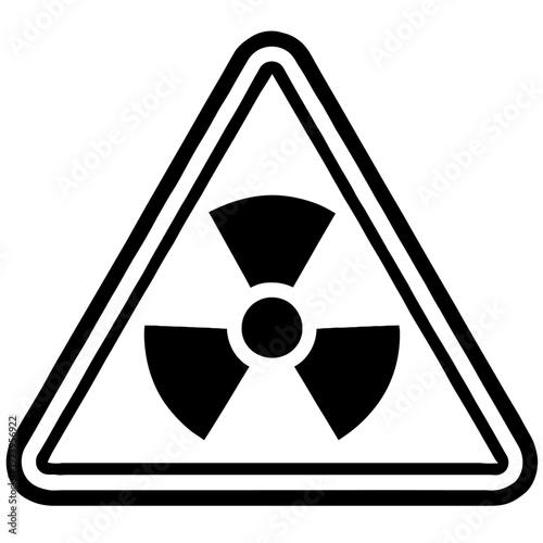 Nuclear Radiation Hazard Symbol in Triangular Warning Sign - Minimalist Radioactive Danger Icon for Industrial Safety, Science, and Environment