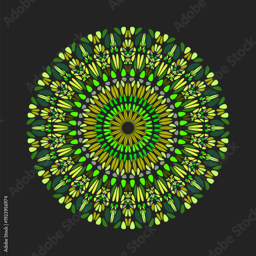Abstract colorful round floral pattern mandala - ornamental ornate vector element from curved stones