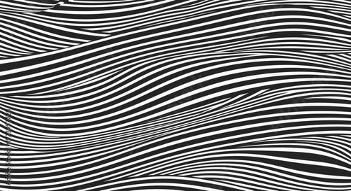 Intricate detailed black wavy lines pattern creating a dynamic visual texture on an isolated white background.