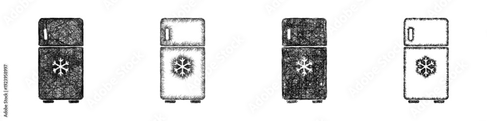 Fototapeta premium Sketch freezer icon design set
