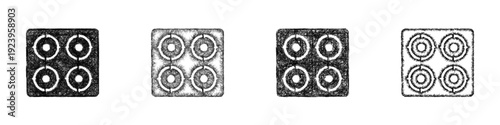 Sketch stove icon design set