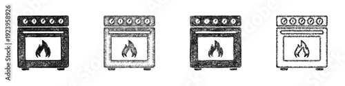 Sketch oven icon design set