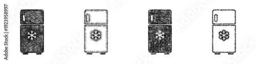 Sketch freezer icon design set