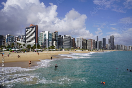 A very beautiful, wide sandy beach in northeastern Brazil, on the Atlantic Ocean in Fortaleza – Ceará, Brazil..