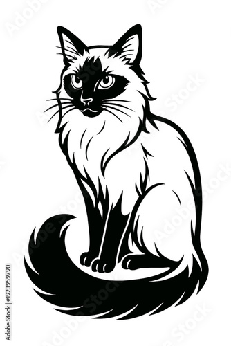 Ragdoll Cat Vector Illustration - Fluffy Feline Graphic