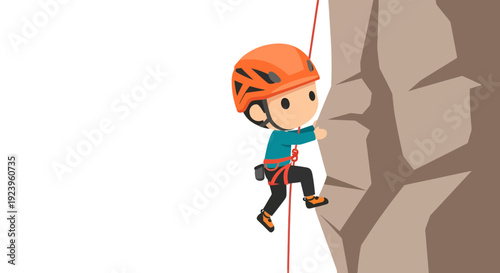 Cartoon rock climber, Vector Illustration, outdoor adventure, sport activity, climbing concept