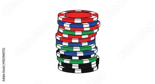 Casino chips stack image, illustration, vector style graphic, gambling concept, game design