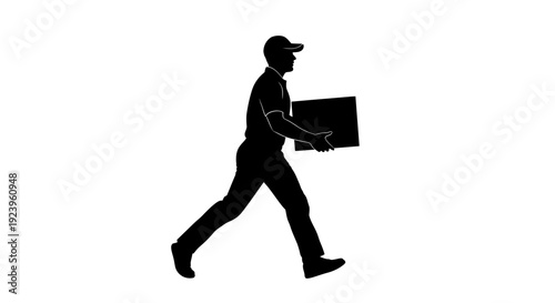 Delivery Man Carrying Package Running.